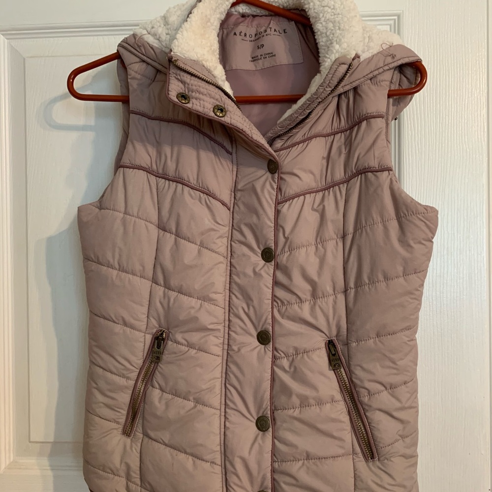 Aeropostale Pink Fur Hooded Vest